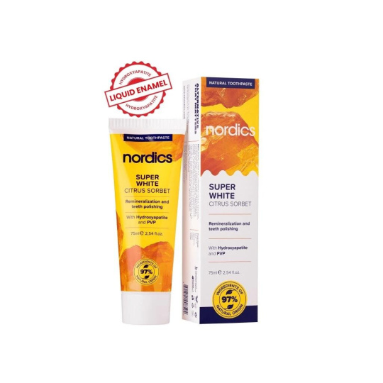 Nordics Natürliche remineralisierende Whitening Zahnpasta Super White 75 ml Nordics Natürliche remineralisierende Whitening Zahnpasta Super White 75 ml