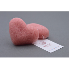 KONJAC Schwamm mit französischem rosa Tonerde Herzform 1 Stk.