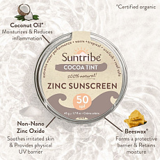 Suntribe Natürliche Zink-Sonnencreme SPF 50 Cocoa Tint 45 g