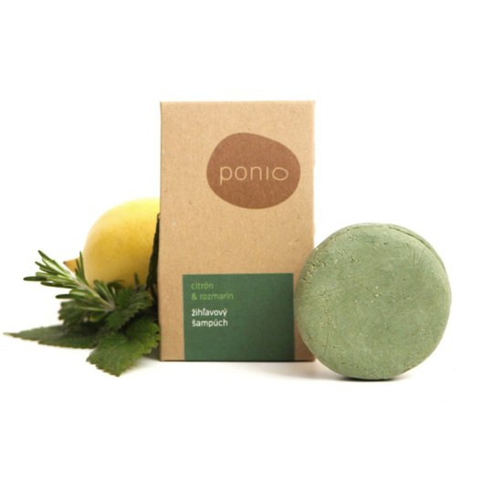 PONIO Festes Shampoo Brennnessel Zitrone und Rosmarin 60 g